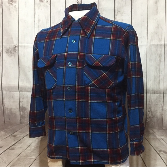 Pendleton Other - Vintage Pendleton Board Shirt M Blue Plaid Wool
